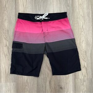 Carbon Pink Black Striped Board Shorts Mens Size 36